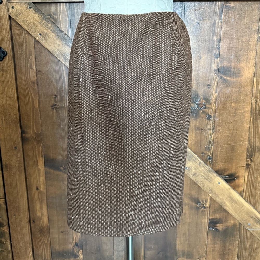 Vintage NOVIELLO BLOOM Wool Blend Mink Collar 2 Piece Blazer & Skirt Size 12 - Picture 14 of 15